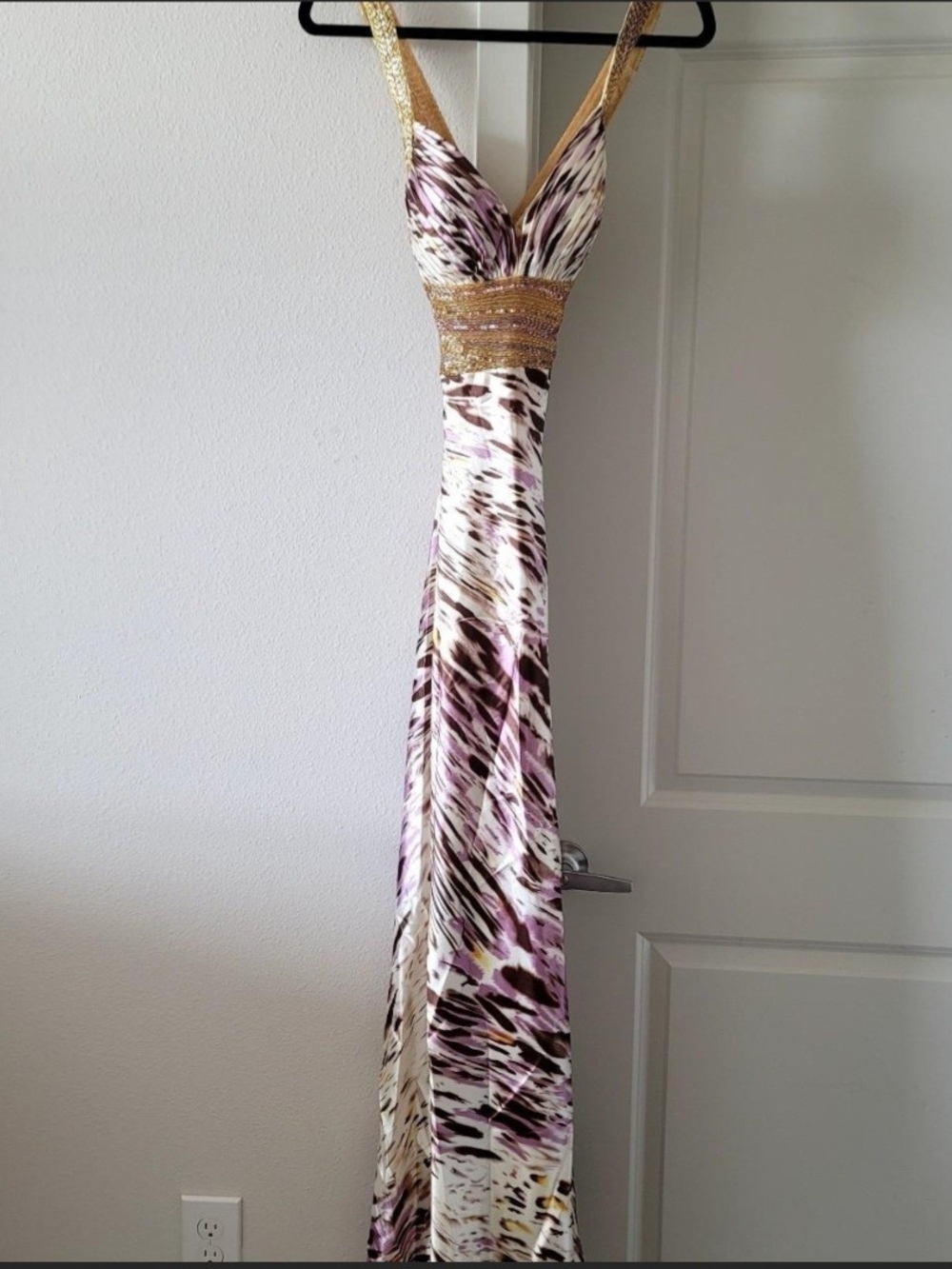 Vintage Dave & Johnny Gorgeous Purple Lepoard Maxi with Inticate Accents